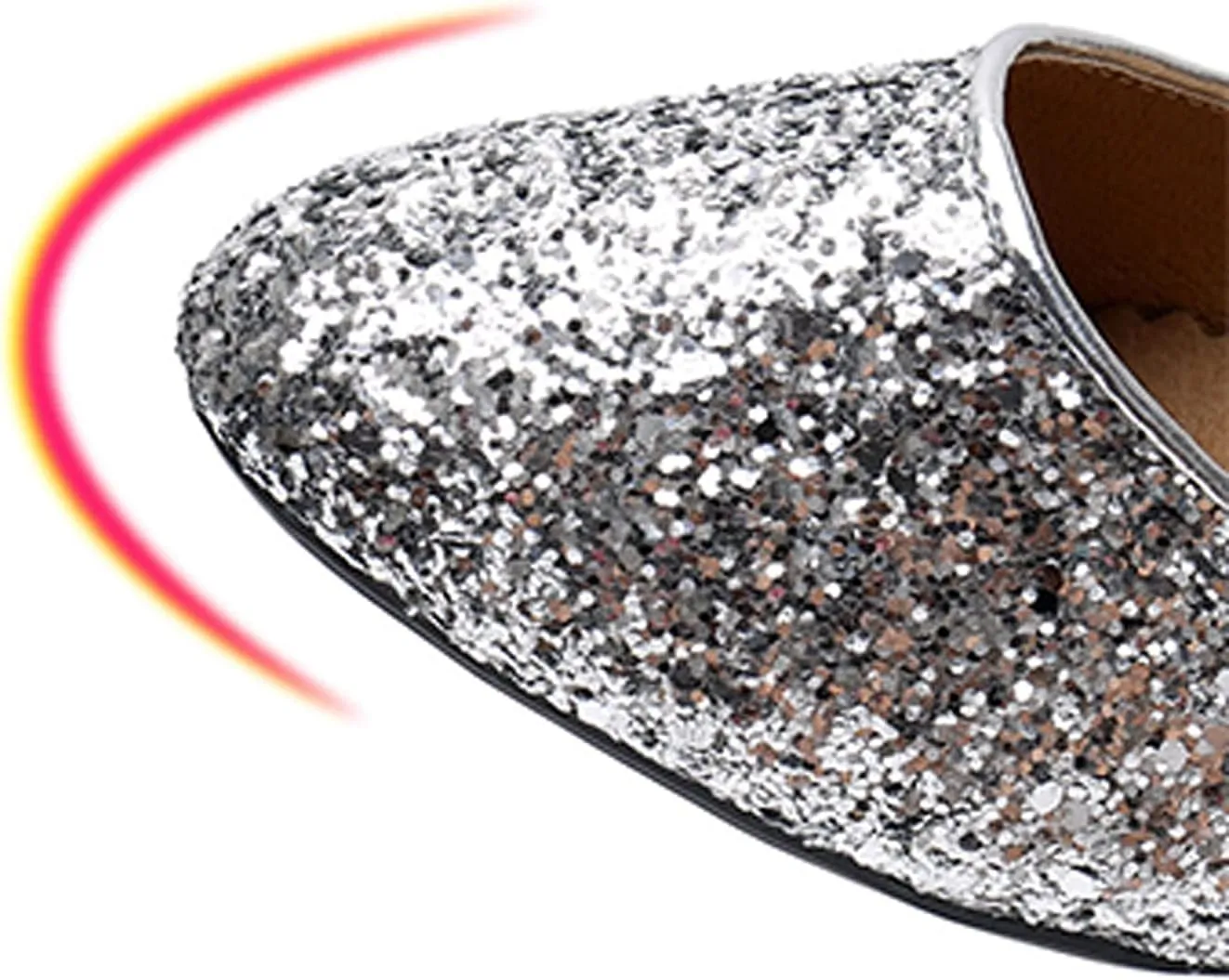 Womes Latin Sequins Dance Shoes, Women's Indoor Salsa Dancing Heels, Girls Wedding Ballroom Dancing Shoe, Rubber Sole (Color : Silver 3.5cm, Size : 8)