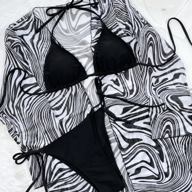 Zebra Print Split Swimsuit  Stylish and Comfortable Swimwear