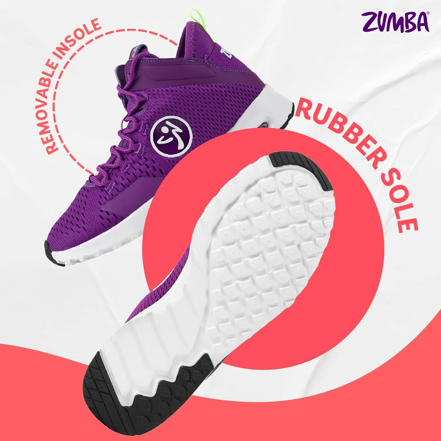 ZUMBA Air Funk Womens Dance Shoes, Mid-Top Fitness Sneakers